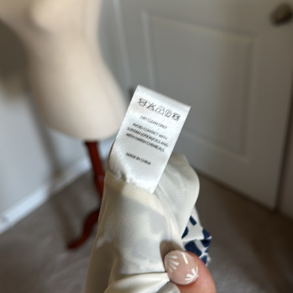 Saloni Colette Silk Crepe De Chine Navy Painterly Mini Dress Women’s US 10 - Picture 8 of 11